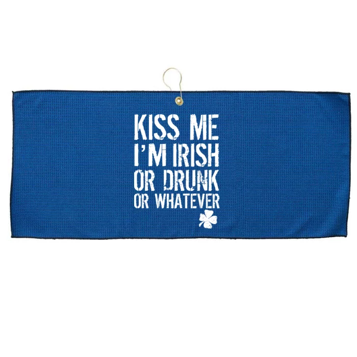 Kiss Me I'm Irish Or Drunk Whatever St Patricks Day Large Microfiber Waffle Golf Towel