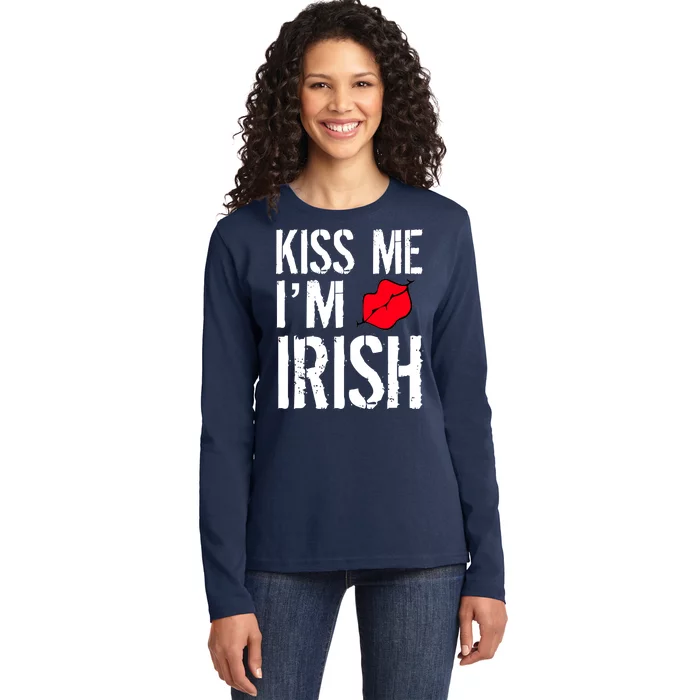 Kiss Me I'm Irish St. Patrick's Day Ladies Long Sleeve Shirt