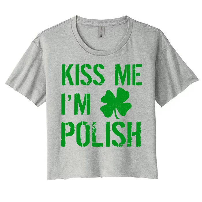 Kiss Me I'm Polish St. Patrick's Day Women's Crop Top Tee