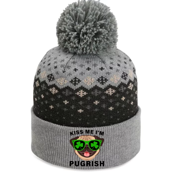 Kiss Me I'm Pugrish Funny Irish The Baniff Cuffed Pom Beanie