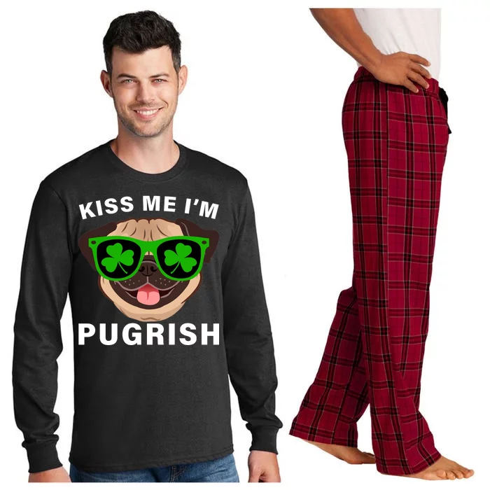 Kiss Me I'm Pugrish Funny Irish Long Sleeve Pajama Set