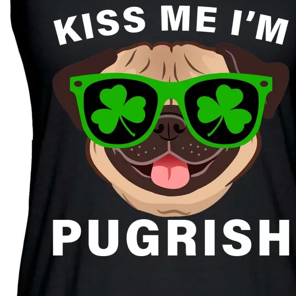 Kiss Me I'm Pugrish Funny Irish Ladies Essential Flowy Tank