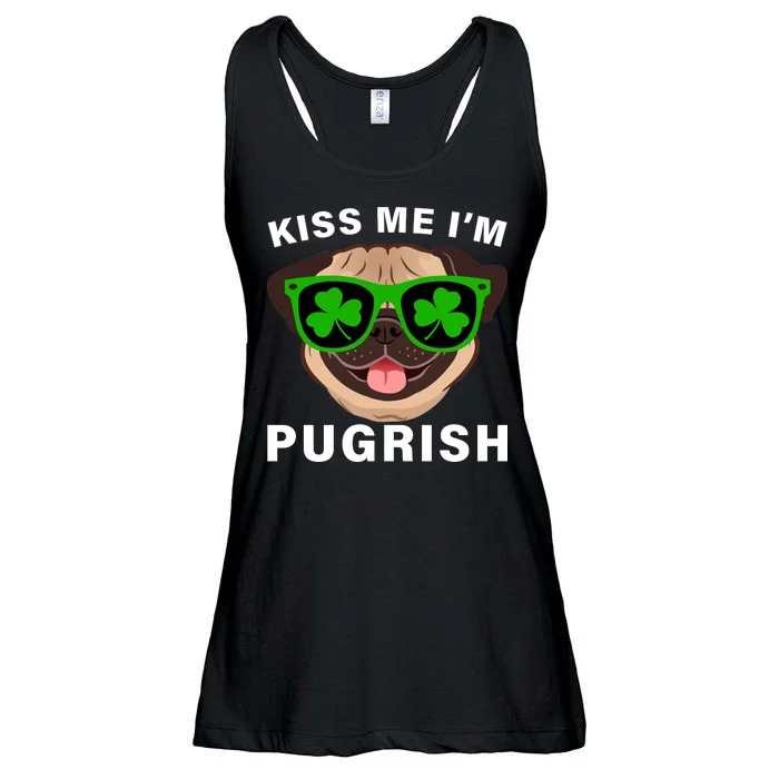 Kiss Me I'm Pugrish Funny Irish Ladies Essential Flowy Tank