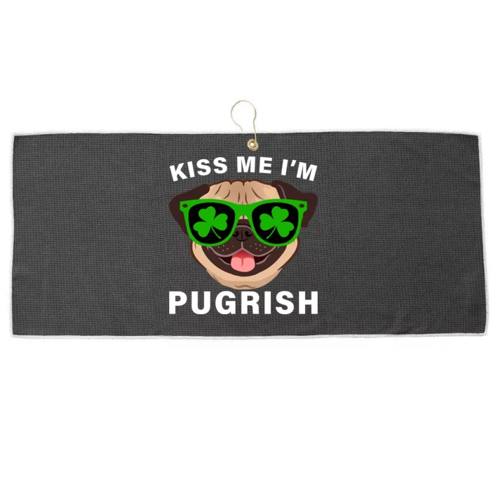 Kiss Me I'm Pugrish Funny Irish Large Microfiber Waffle Golf Towel