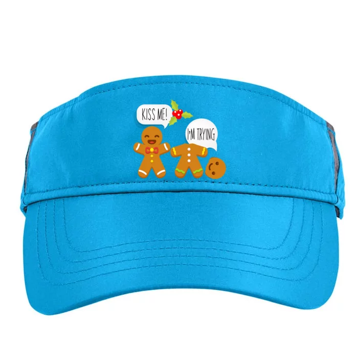 Kiss Me I'm Trying Funny Gingerbread Adult Drive Performance Visor