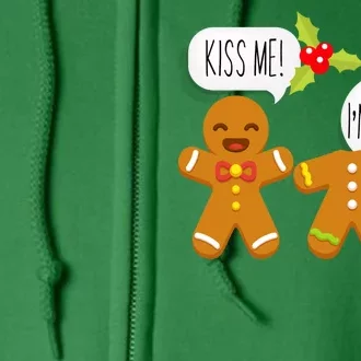 Kiss Me I'm Trying Funny Gingerbread Full Zip Hoodie