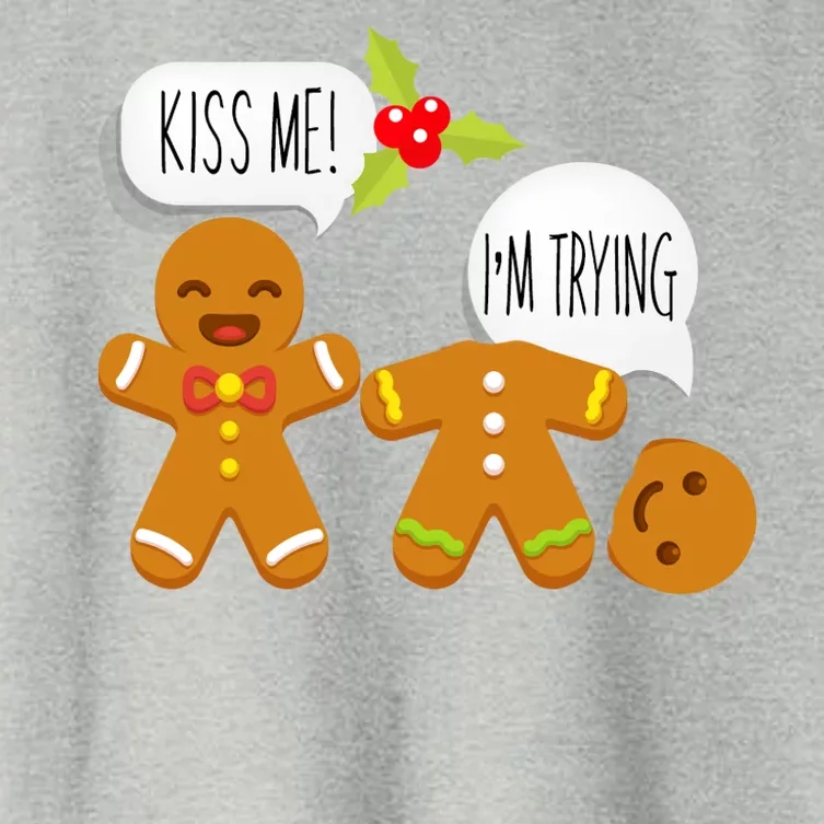 Kiss Me I'm Trying Funny Gingerbread Women's Crop Top Tee