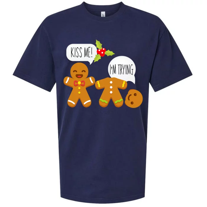 Kiss Me I'm Trying Funny Gingerbread Sueded Cloud Jersey T-Shirt