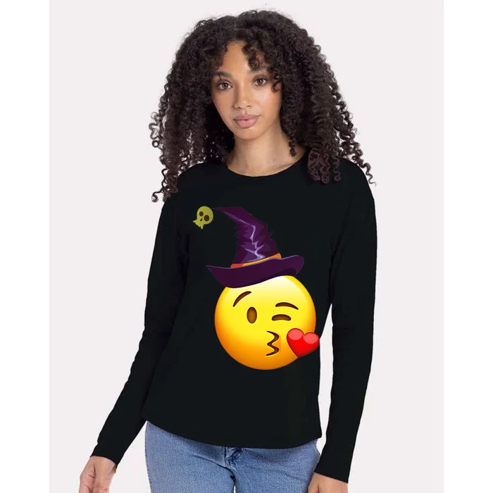 Kiss Witch Emoji Womens Cotton Relaxed Long Sleeve T-Shirt