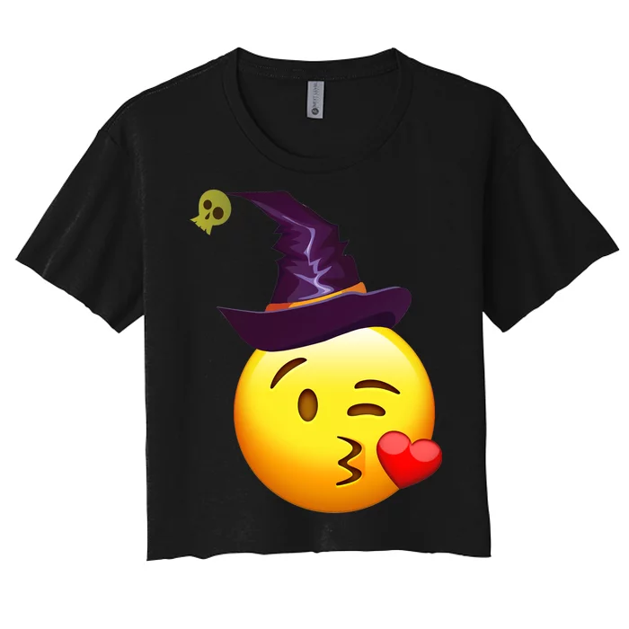 Kiss Witch Emoji Women's Crop Top Tee