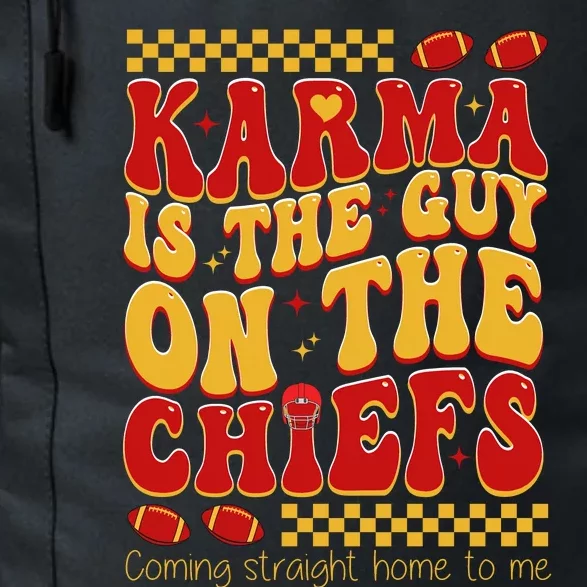 Karma Is The Guy Coming Straight Home To Me Retro Groovy Football Daily Commute Backpack