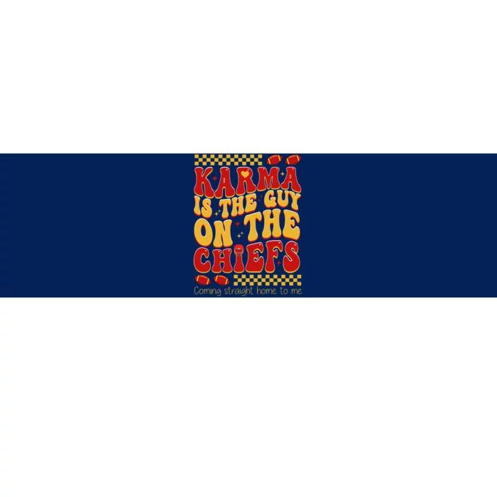 Karma Is The Guy Coming Straight Home To Me Retro Groovy Football Bumper Sticker