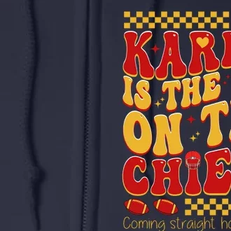 Karma Is The Guy Coming Straight Home To Me Retro Groovy Football Full Zip Hoodie