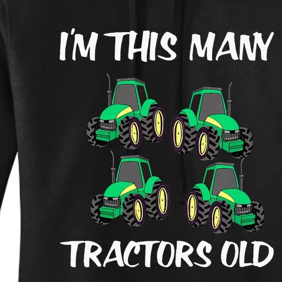 Kids Im This Many Tractors Old Boy 4th Birthday 4 Years Old Women's Pullover Hoodie