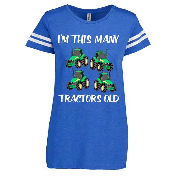 Kids Im This Many Tractors Old Boy 4th Birthday 4 Years Old Enza Ladies Jersey Football T-Shirt