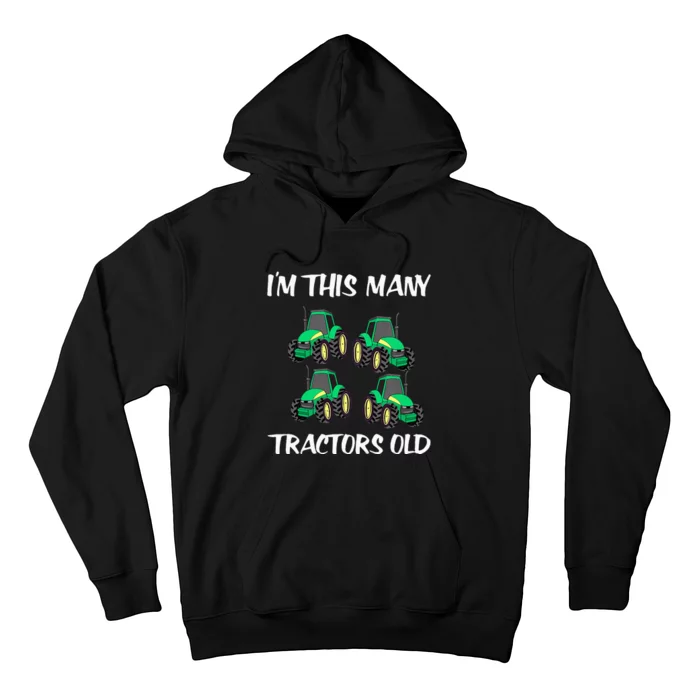 Kids Im This Many Tractors Old Boy 4th Birthday 4 Years Old Hoodie