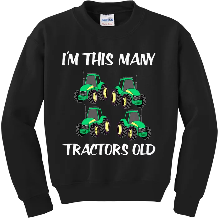 Kids Im This Many Tractors Old Boy 4th Birthday 4 Years Old Kids Sweatshirt