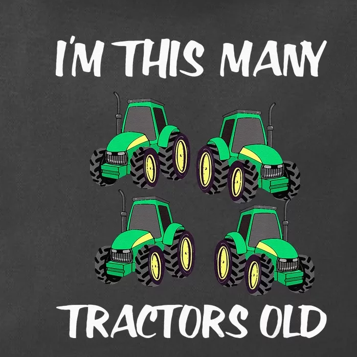 Kids Im This Many Tractors Old Boy 4th Birthday 4 Years Old Zip Tote Bag