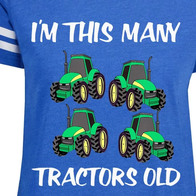 Kids Im This Many Tractors Old Boy 4th Birthday 4 Years Old Enza Ladies Jersey Football T-Shirt