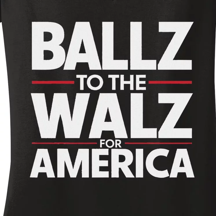 Kamala In The Context Ballz Walz Mn Kamala Harris 2024 Women's V-Neck T-Shirt