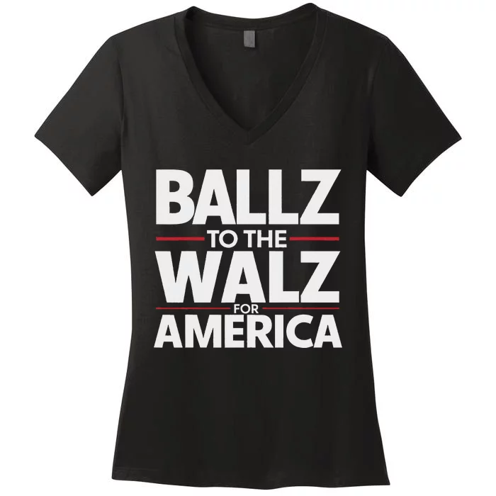 Kamala In The Context Ballz Walz Mn Kamala Harris 2024 Women's V-Neck T-Shirt