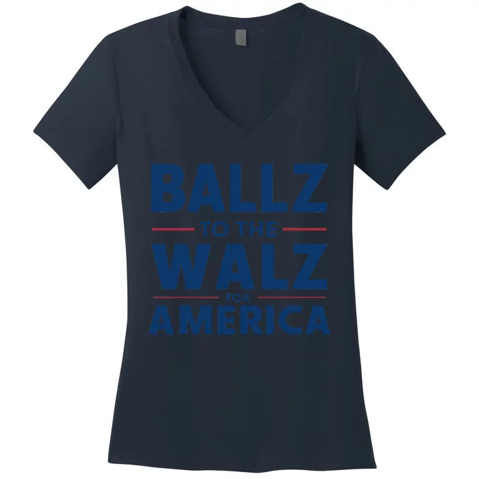 Kamala In The Context Ballz Walz Mn Kamala Harris 2024 Women's V-Neck T-Shirt