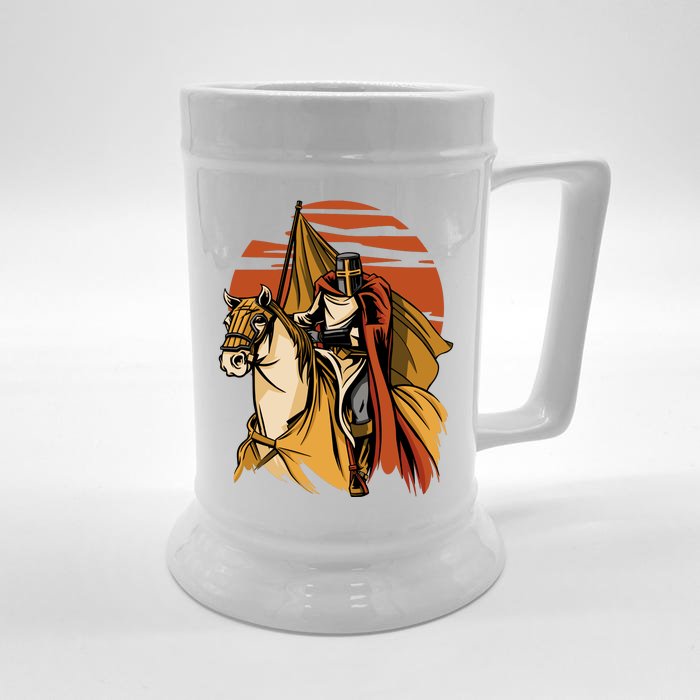 Knight In The Sunset Front & Back Beer Stein