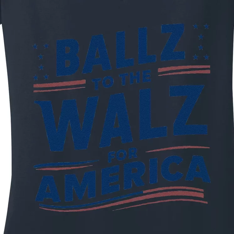 Kamala In The Context Ballz Walz Mn Kamala Harris 2024 Women's V-Neck T-Shirt