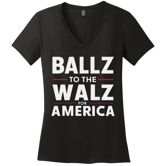 Kamala In The Context Ballz Walz Mn Kamala Harris 2024 Women's V-Neck T-Shirt