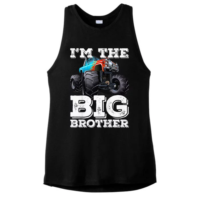 Kids Im The Big Brother Funny Monster Truck Ladies Tri-Blend Wicking Tank