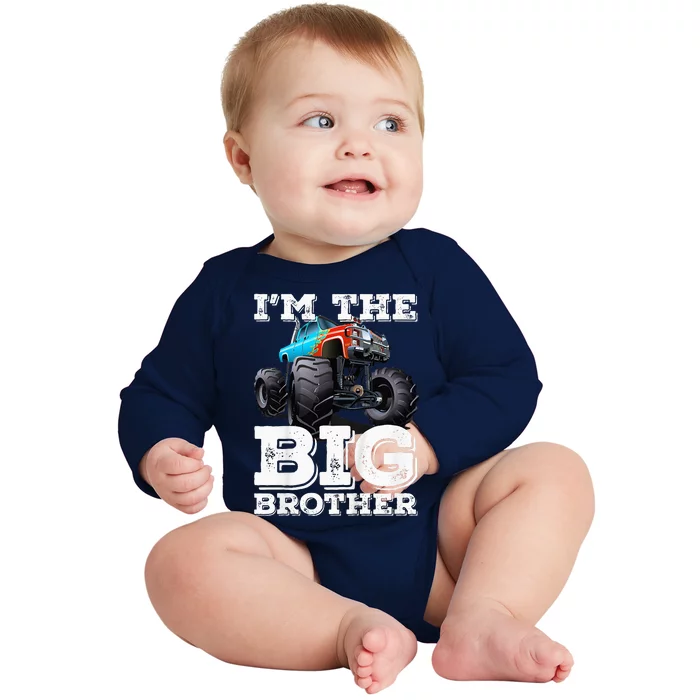 Kids Im The Big Brother Funny Monster Truck Baby Long Sleeve Bodysuit