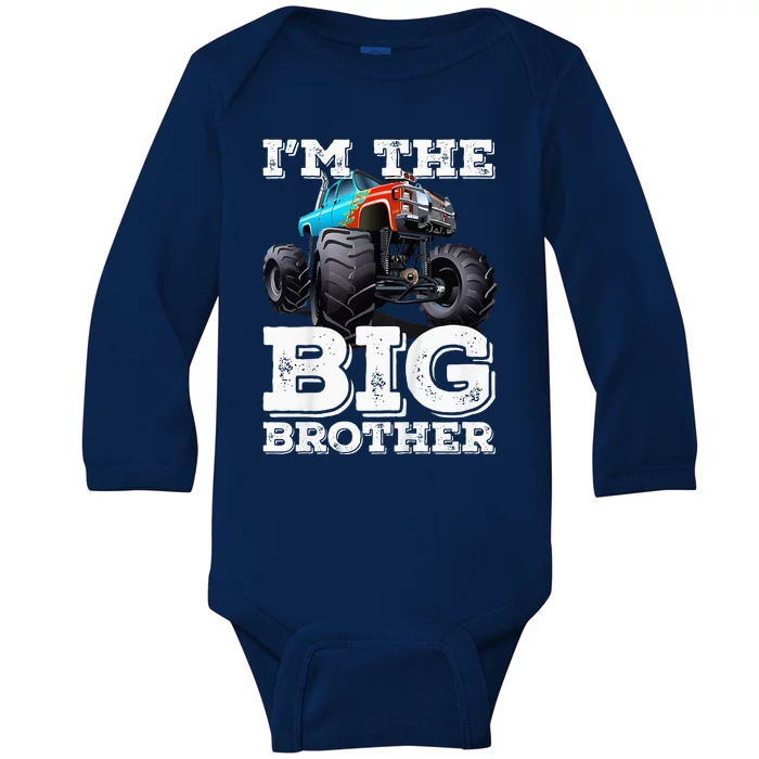 Kids Im The Big Brother Funny Monster Truck Baby Long Sleeve Bodysuit