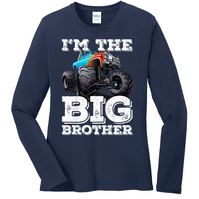 Kids Im The Big Brother Funny Monster Truck Ladies Long Sleeve Shirt