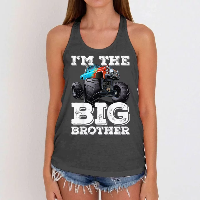 Kids Im The Big Brother  Funny MonsterTruck Women's Knotted Racerback Tank