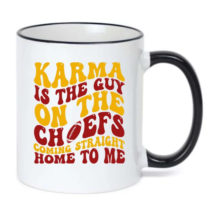 Karma Is The Guy Coming Straight Home To Me Football Black Color Changing Mug