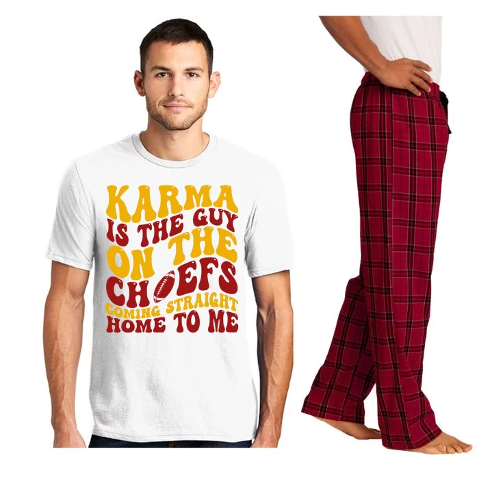 Karma Is The Guy Coming Straight Home To Me Football Pajama Set