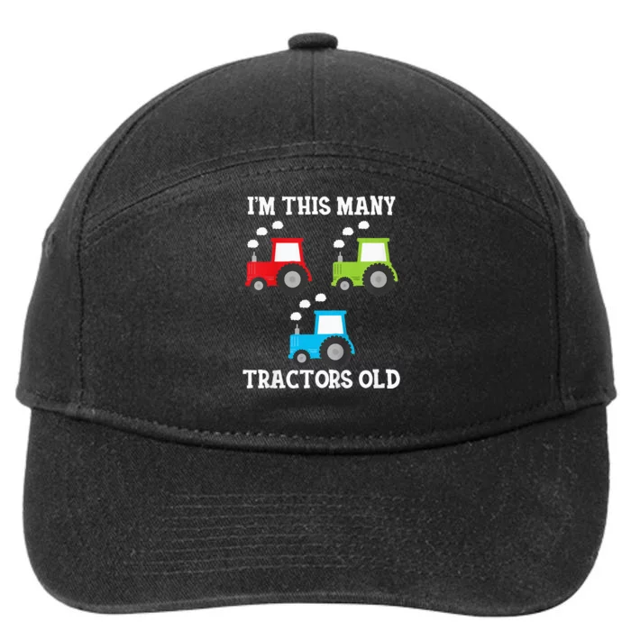 Kids Im This Many Tractors Old 3 Year Third Farm Theme Birthday 7-Panel Snapback Hat