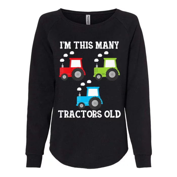 Kids Im This Many Tractors Old 3 Year Third Farm Theme Birthday Womens California Wash Sweatshirt