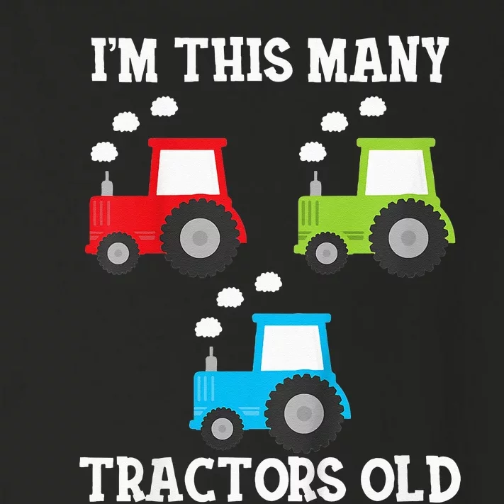 Kids Im This Many Tractors Old 3 Year Third Farm Theme Birthday Toddler Long Sleeve Shirt