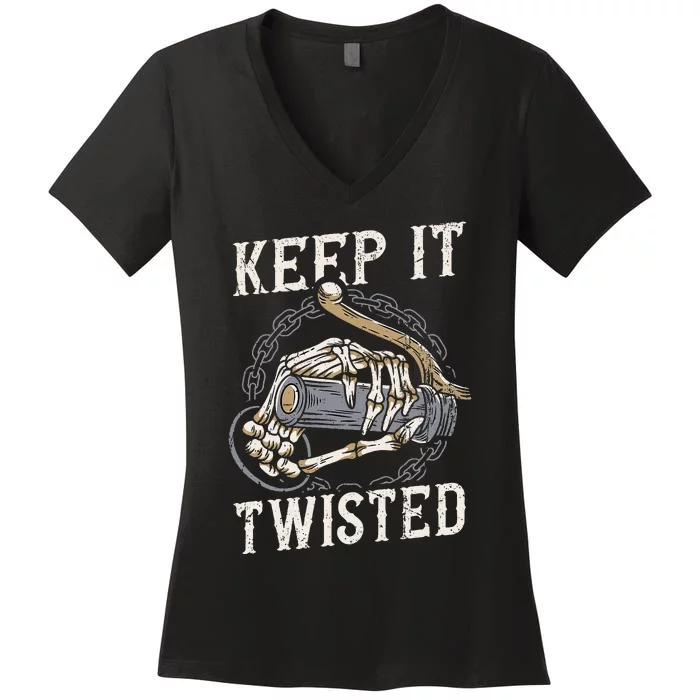 Keep It Twisted Vintage Motorcycle Women's V-Neck T-Shirt