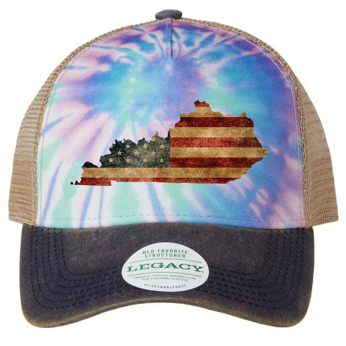 Kentucky I Vintage Us Flag Patriotic Map Legacy Tie Dye Trucker Hat