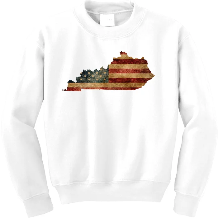 Kentucky I Vintage Us Flag Patriotic Map Kids Sweatshirt