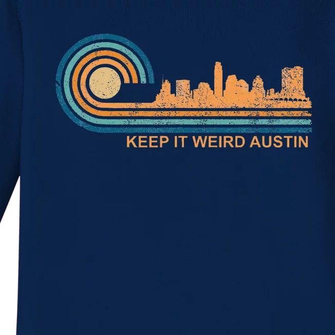 Keep It Weird Austin Texas Skyline Retro Austin Baby Long Sleeve Bodysuit