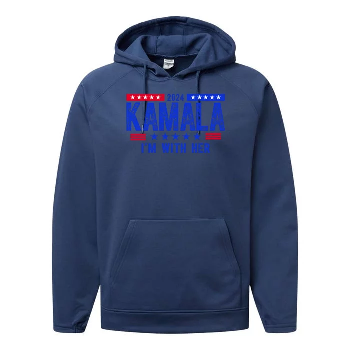 Kamala Im With Her 2024 Vintage Political Performance Fleece Hoodie