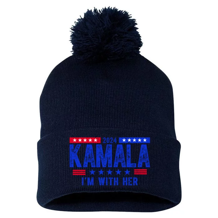 Kamala Im With Her 2024 Vintage Political Pom Pom 12in Knit Beanie