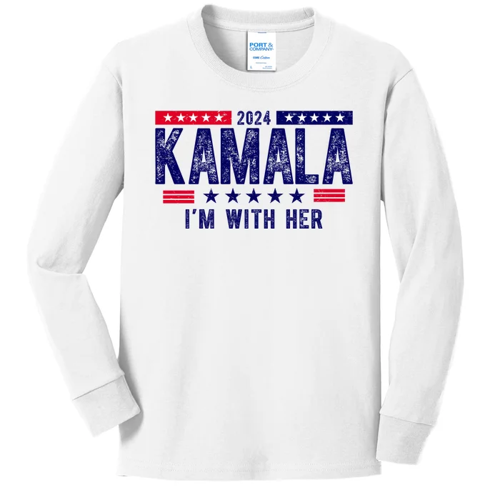 Kamala Im With Her 2024 Vintage Political Kids Long Sleeve Shirt