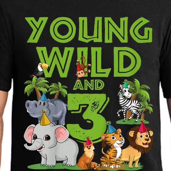 Kids I´m Wild And Three 3 Birthday 3 Year Old Birthday Pajama Set