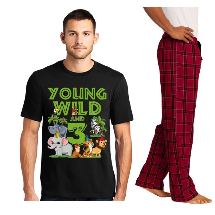 Kids I´m Wild And Three 3 Birthday 3 Year Old Birthday Pajama Set