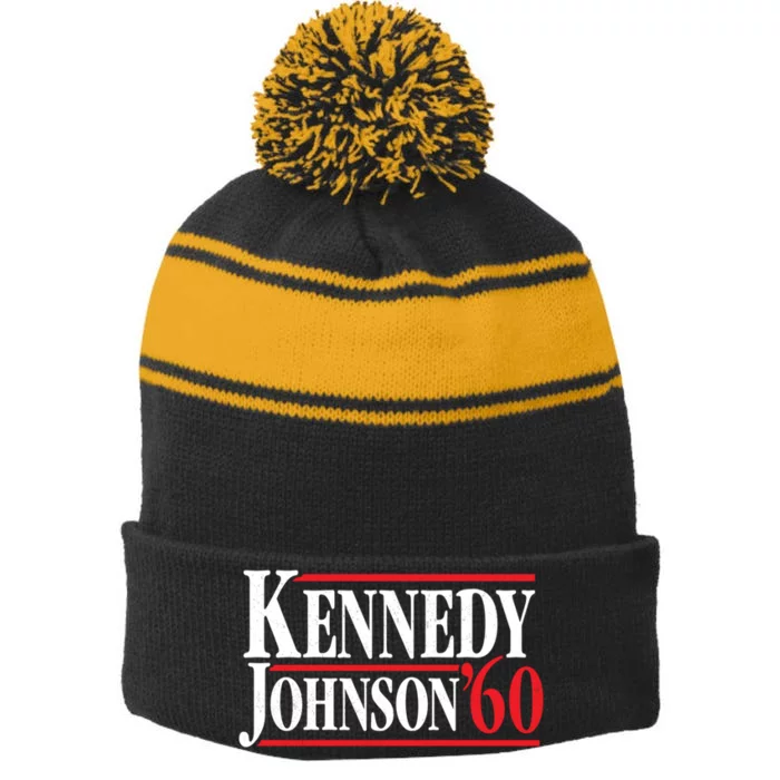 Kennedy Johnson 1960 Retro CampaignKennedy Johnson 1960 Retro Campaign Stripe Pom Pom Beanie