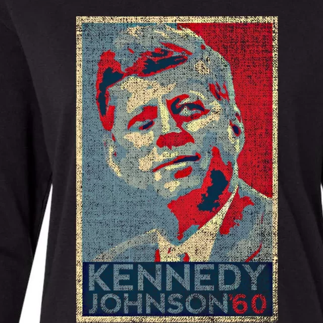 Kennedy Johnson 1960 Retro Campaign 4th Of July President Meaningful Gift Womens Cotton Relaxed Long Sleeve T-Shirt